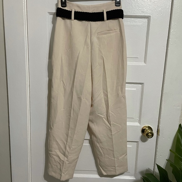 Zara XS Beige Trousers with braided belt - Picture 2 of 5